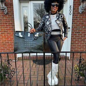 Brand new in box knee High rhinestone crystal Fringe boots Sz 9.fits like 8-8.5